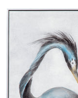 Louisiana Heron - Canvas Art - Blue / Pearl Silver