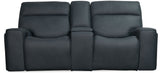 MS - Riverton Power Gliding Console Loveseat With Power Headrest And Lumbar - Black