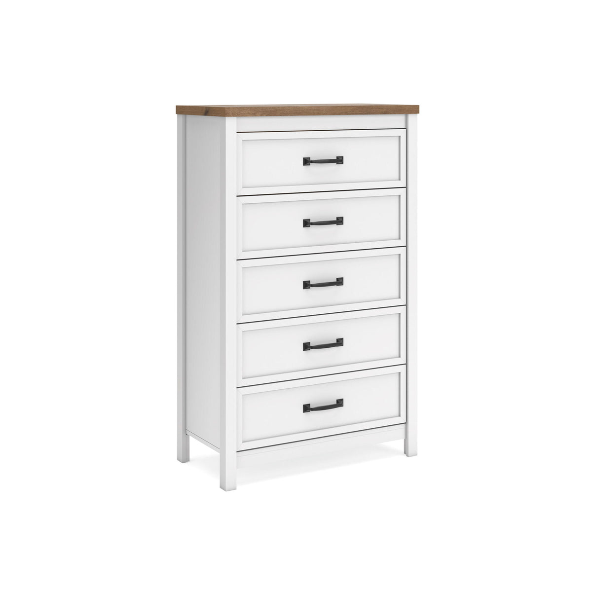 Kerisden - Five Drawer Chest - White / Brown