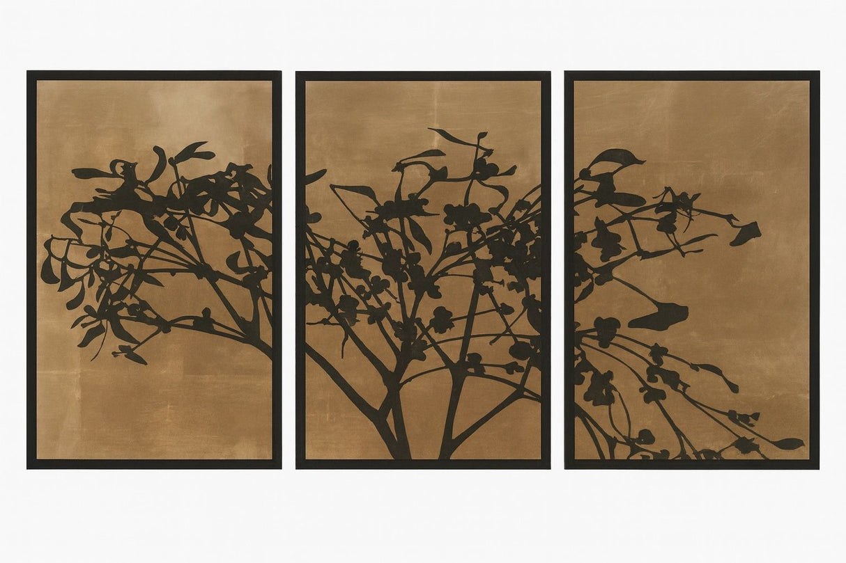 Tak Met Bloesem - Triptych Framed Print - Brown / Black