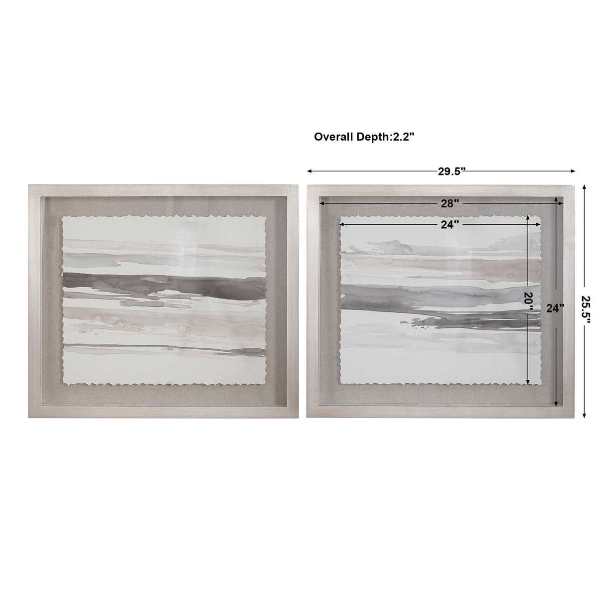 Neutral - Landscape Framed Prints, Set Of 2 - Pearl Silver