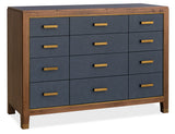 Melange - Geneva Accent Drawer Chest - Blue / Medium Walnut