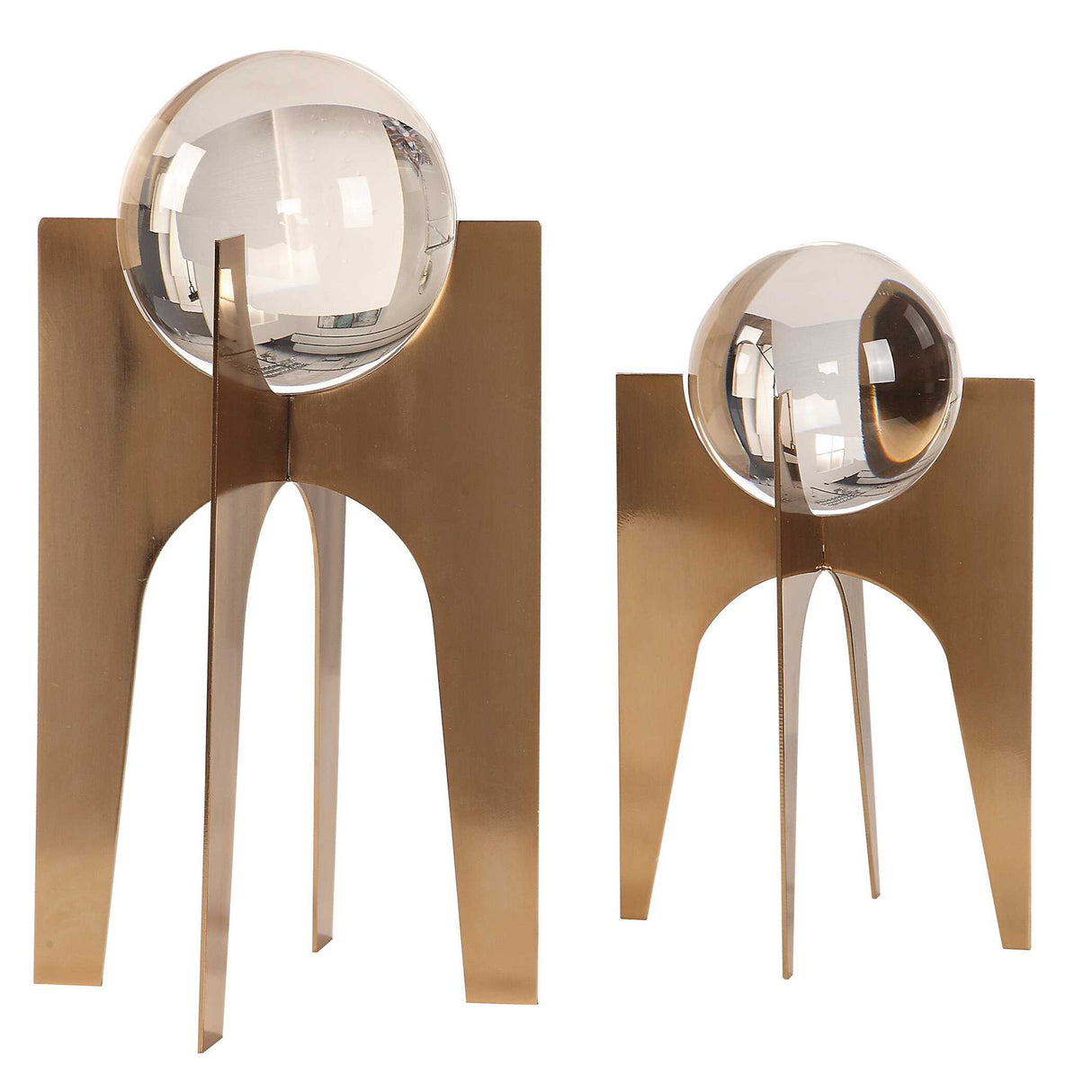 Ellianna - Crystal Spheres, Set Of 2 - Gold