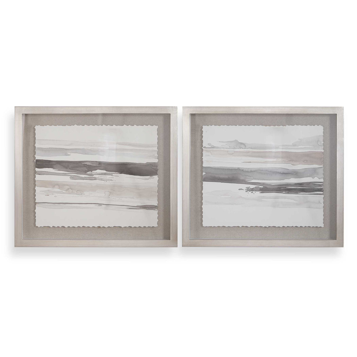 Neutral - Landscape Framed Prints, Set Of 2 - Pearl Silver