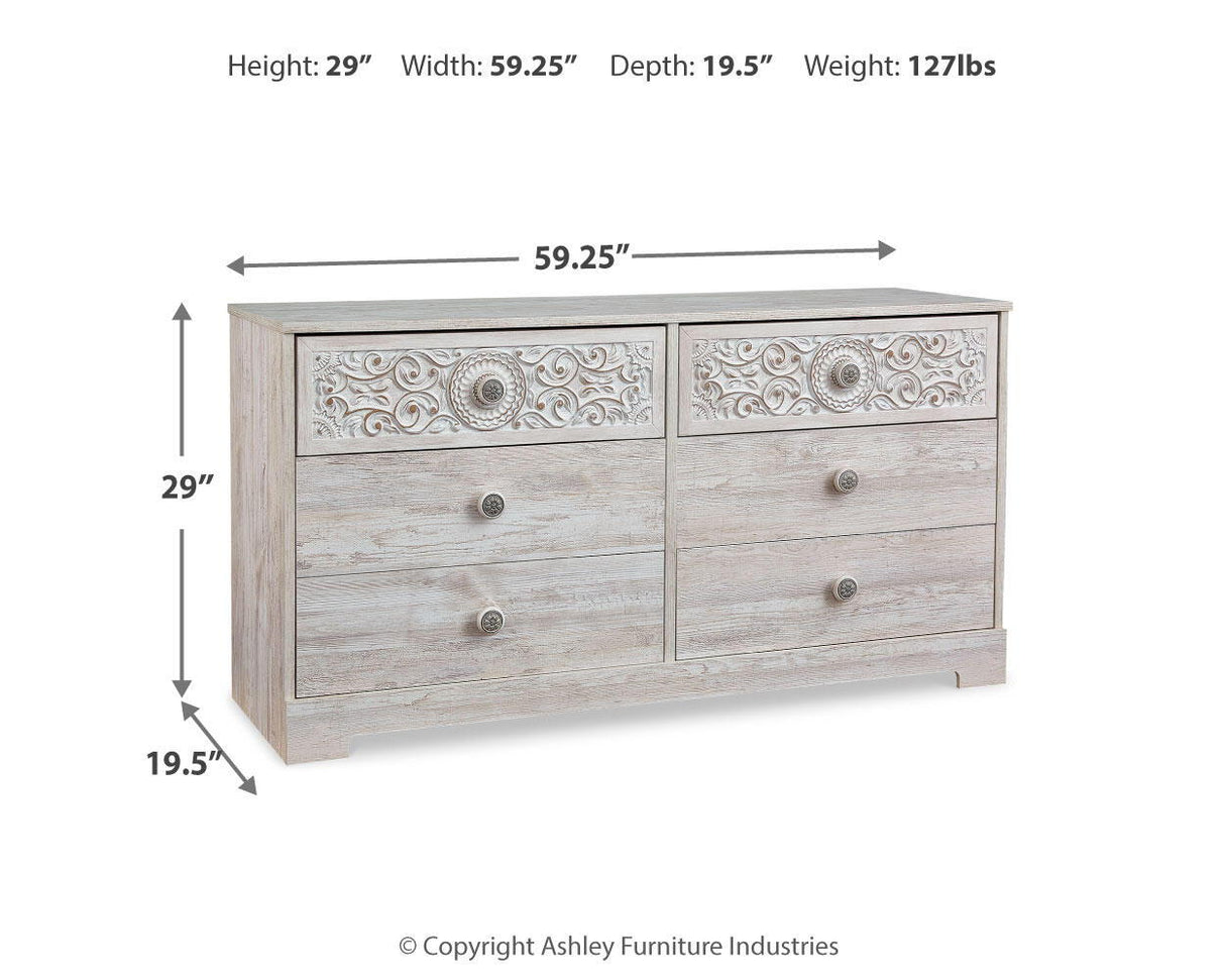 Paxberry - Six Drawer Dresser - Weatherworn - Whitewash