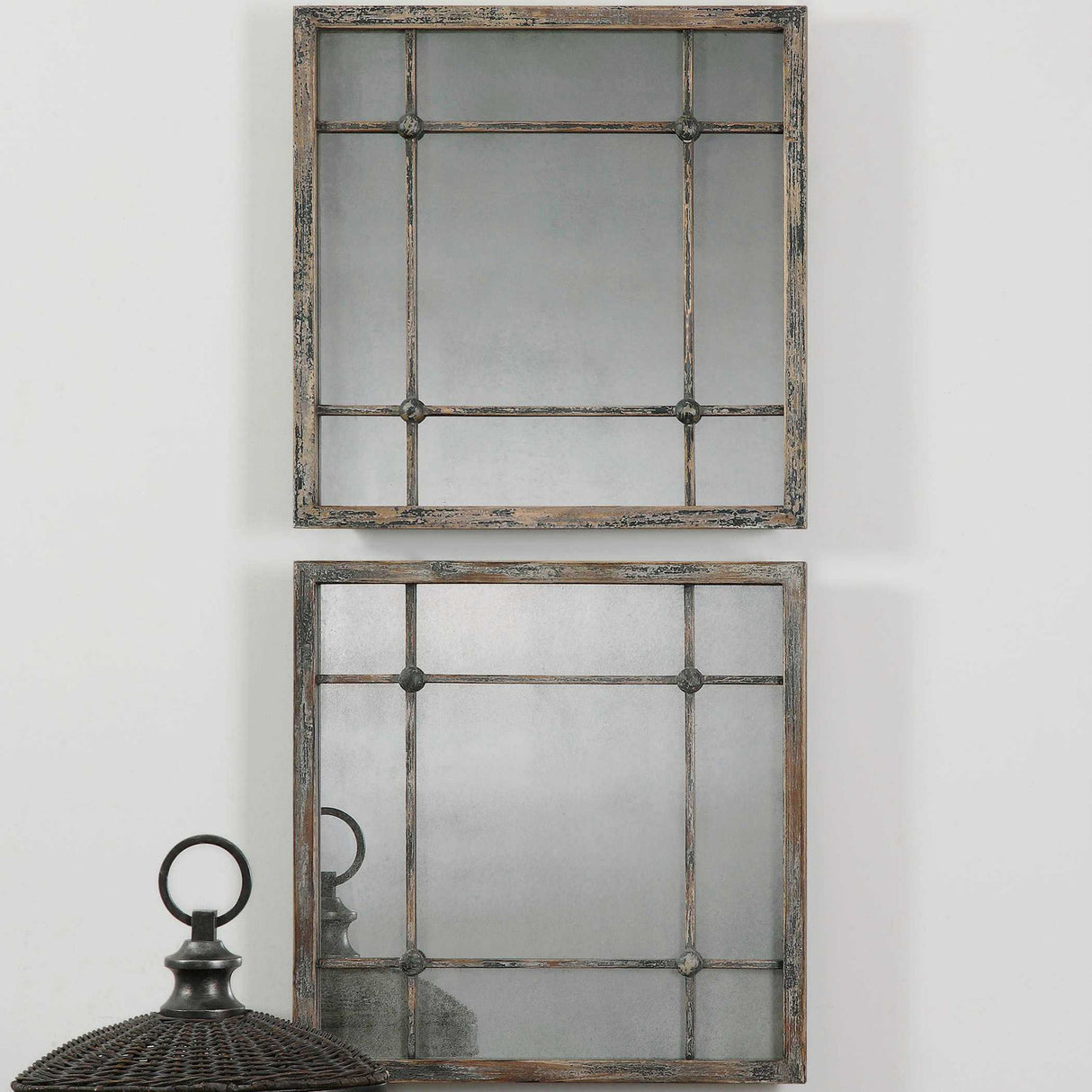 Saragano - Square Mirrors Set Of 2 - Light Brown