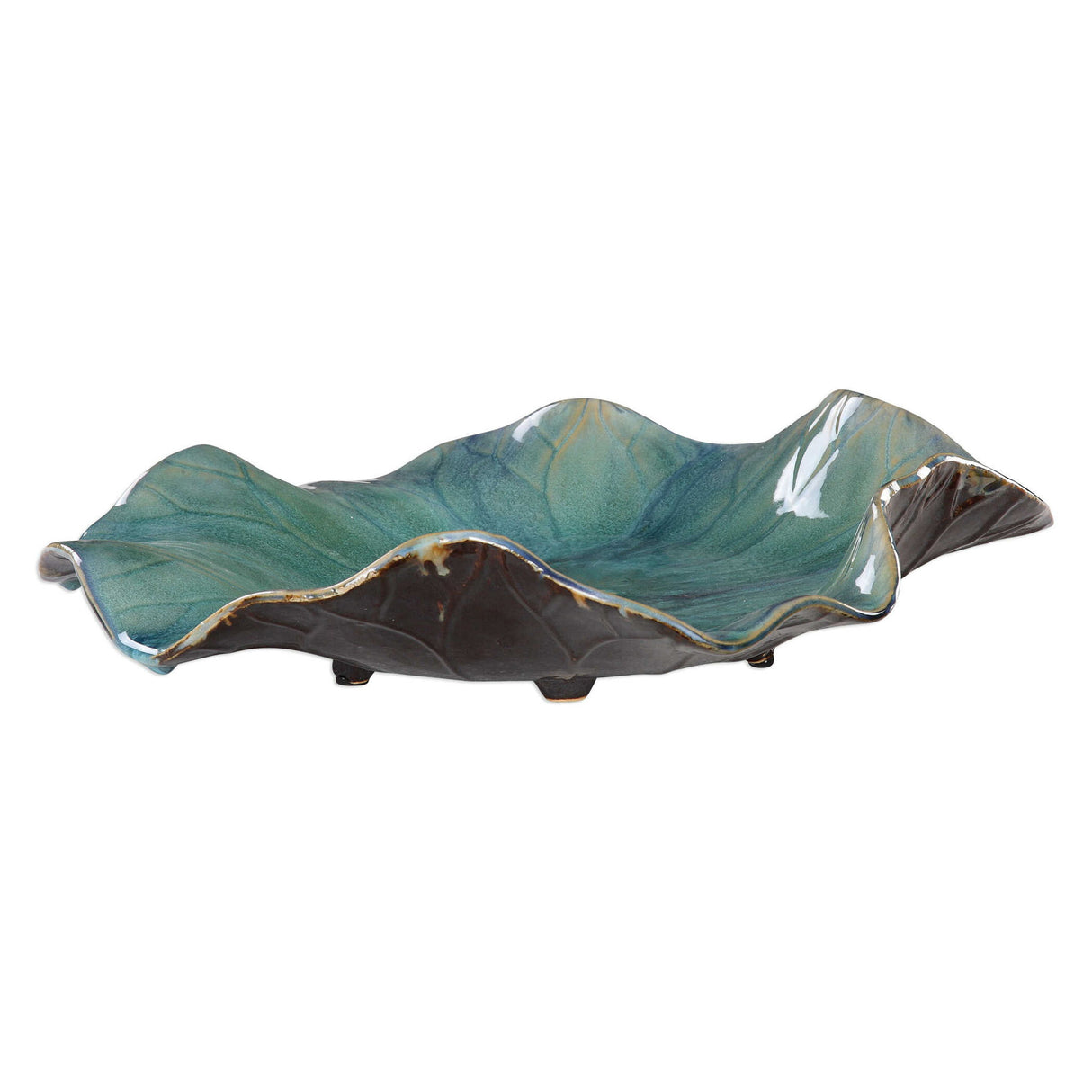Abella - Ceramic Flowers, Set Of 3 - Blue