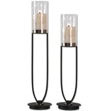 Durga - Iron Work Candleholders Set Of 2 - Black