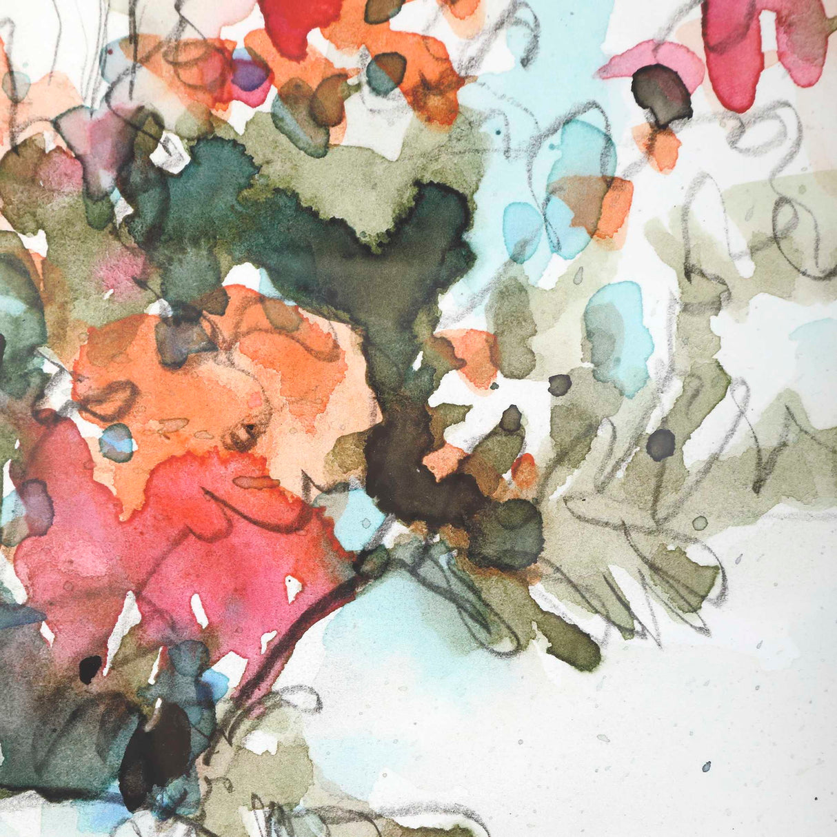 Fresh Flowers - Watercolor Prints, Set Of 2 - Beige