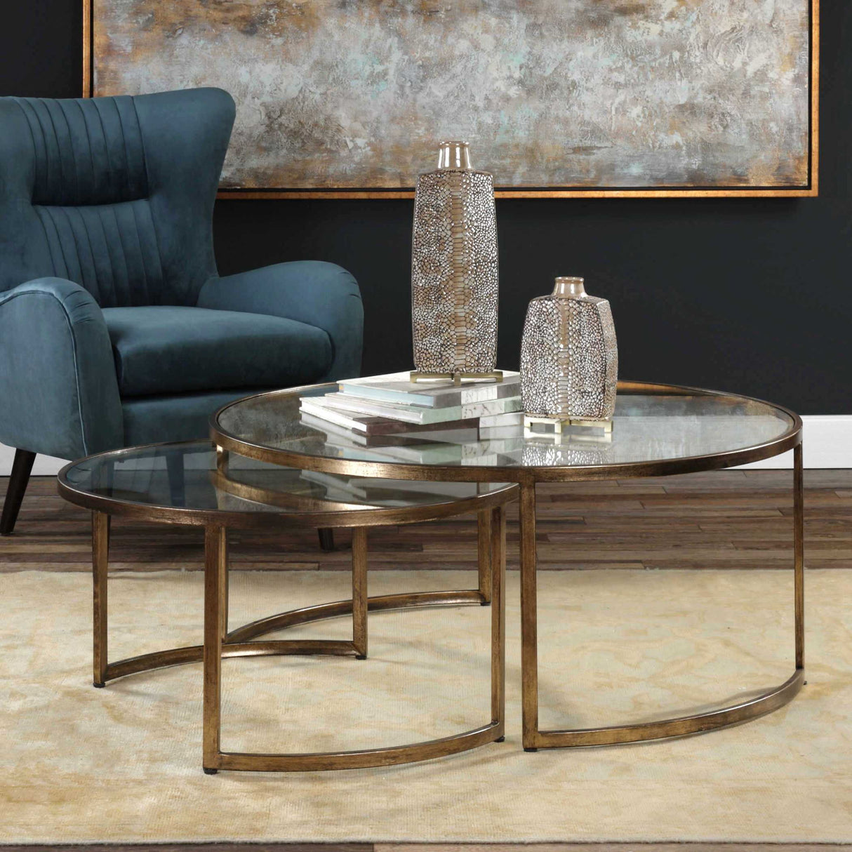 Rhea - Nested Coffee Tables, Set Of 2 - Gold