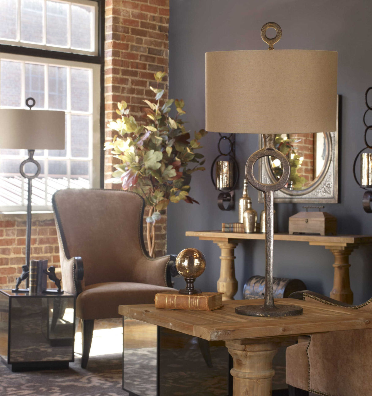 Ferro - Cast Iron Table Lamp - Brown, Dark