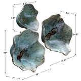 Teo - Wood Wall Art, Set Of 3 - Blue, Light