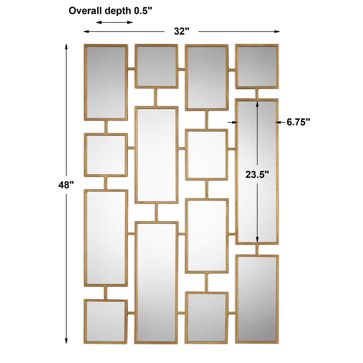 Kennon - Forged Rectangles Mirror - Gold