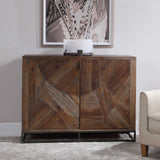 Evros - Reclaimed Wood 2 Door Cabinet - Brown, Dark