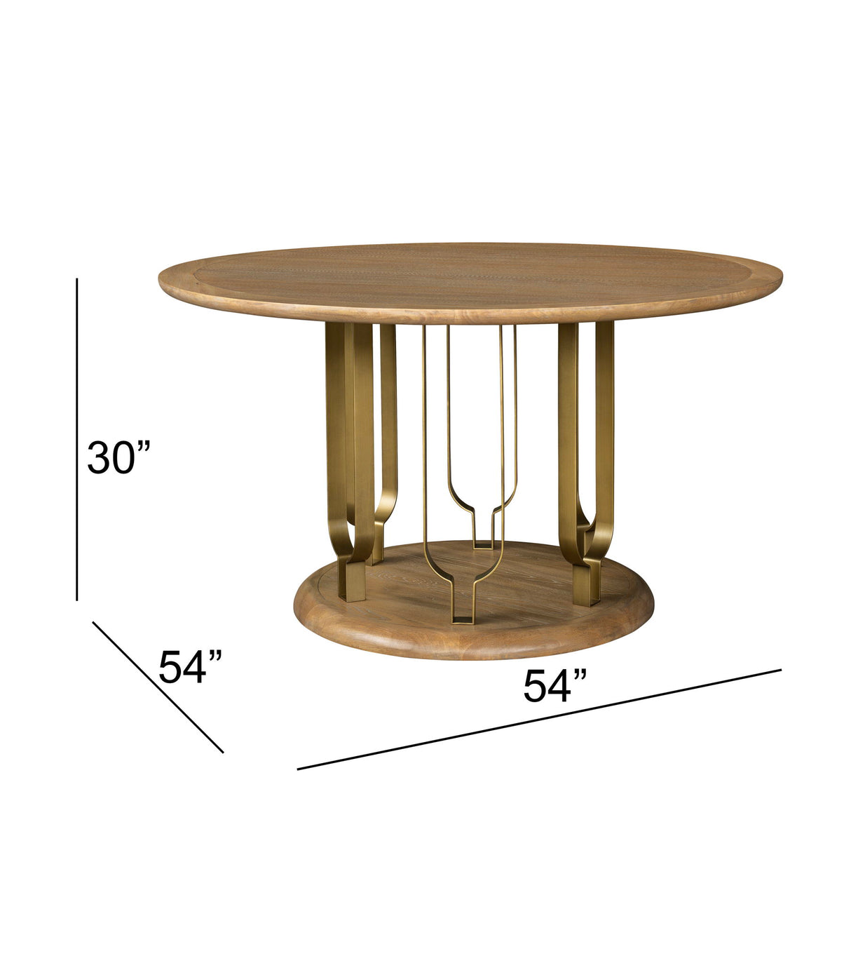 Ryder - Dining Table - Chestnut Elm / Antique Brass