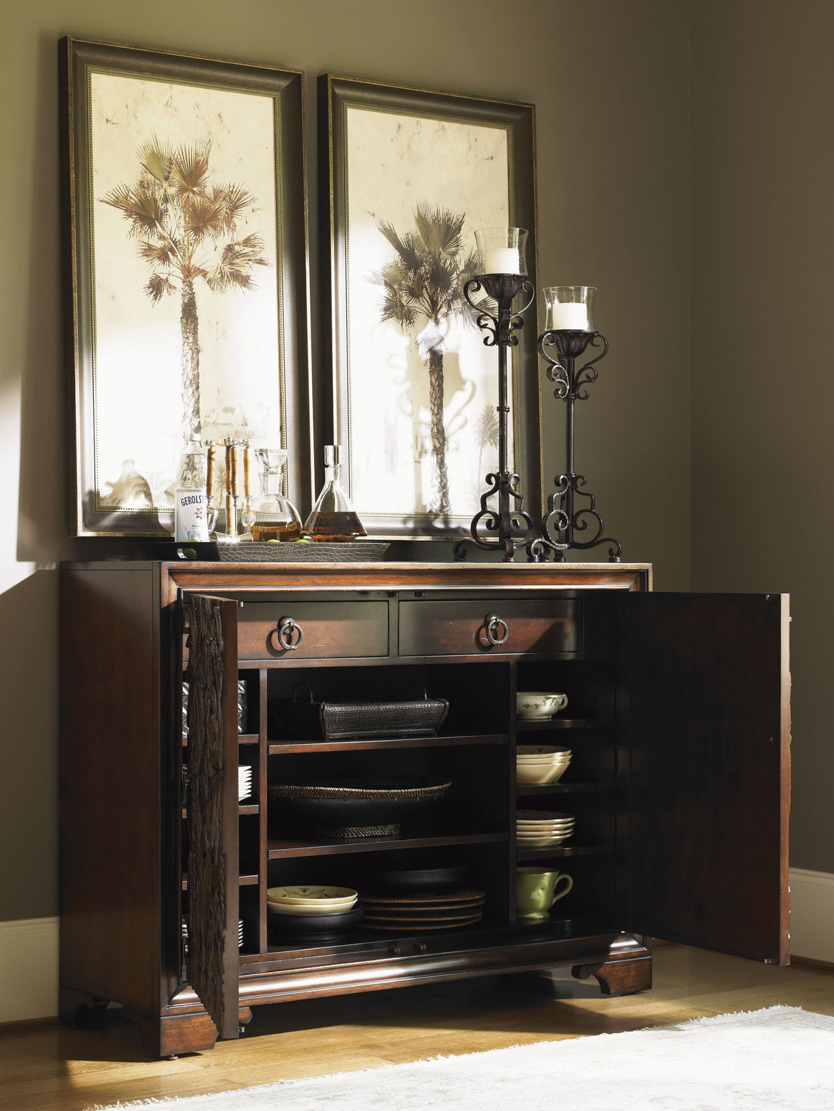 Royal Kahala - Balboa Carved Door Chest - Dark Brown