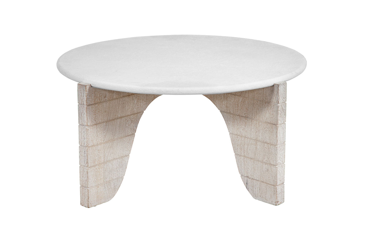 Bali - Round Cocktail Table - White Wash / Faux Plaster