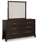 Neymorton - Dresser And Mirror - Dark Grayish Brown