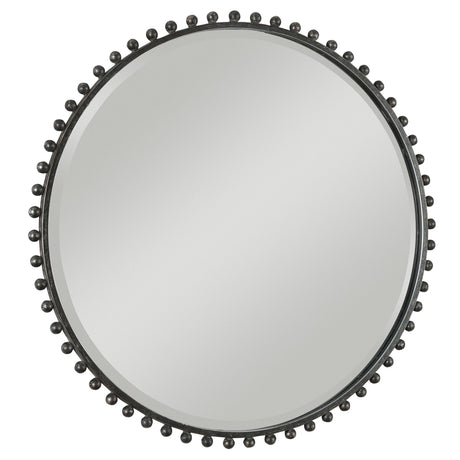 Taza - Round Iron Mirror - Gray, Dark