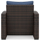 Windglow - Blue / Brown - Lounge Chair With Cushion