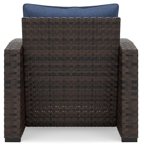 Windglow - Blue / Brown - Lounge Chair With Cushion