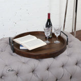 Reine - Round Wooden Tray - Brown, Dark