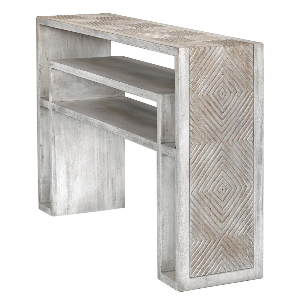 Genara - Carved Console Table - Bone White