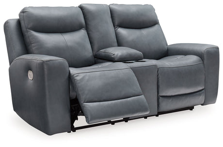 Mindanao - 2 Pc. - Power Reclining Sofa, Power Reclining Loveseat with Console - Steel