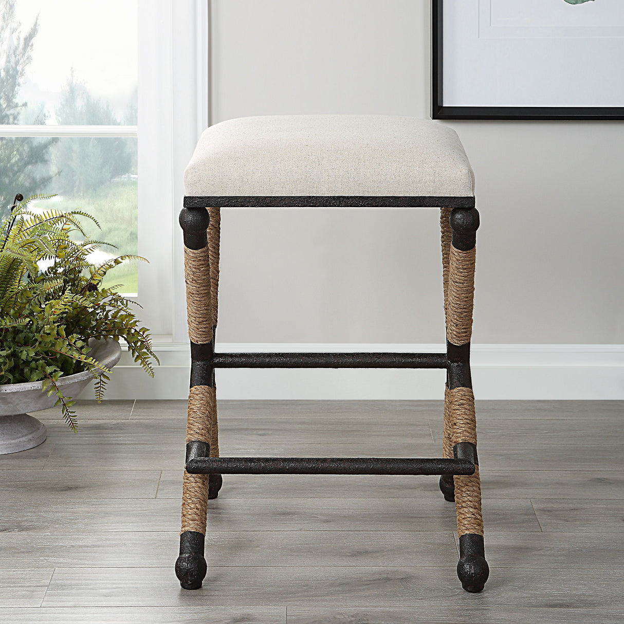 Firth - Rustic Counter Stool - Oatmeal