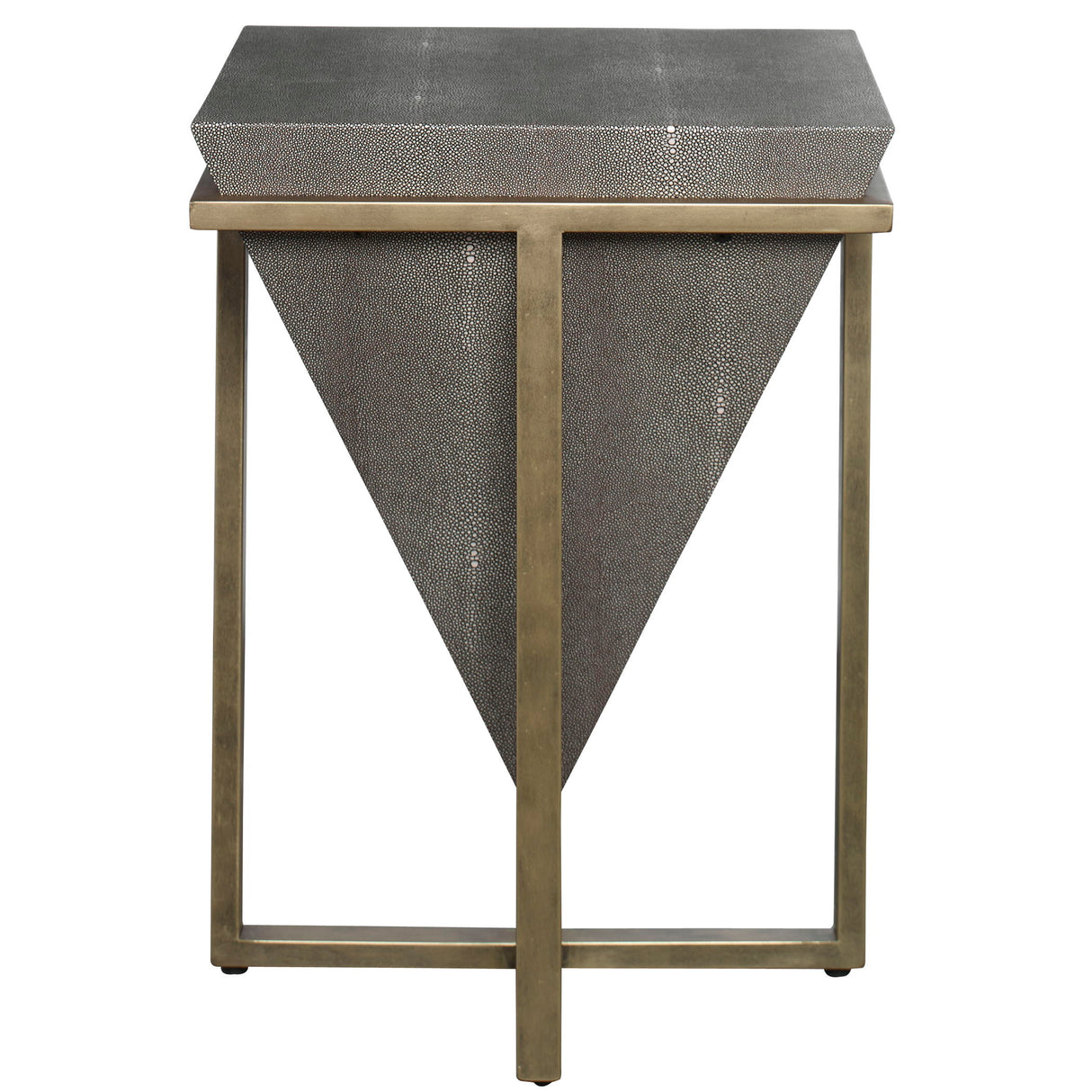 Bertrand - Shagreen Accent Table - Gray, Dark & Gold