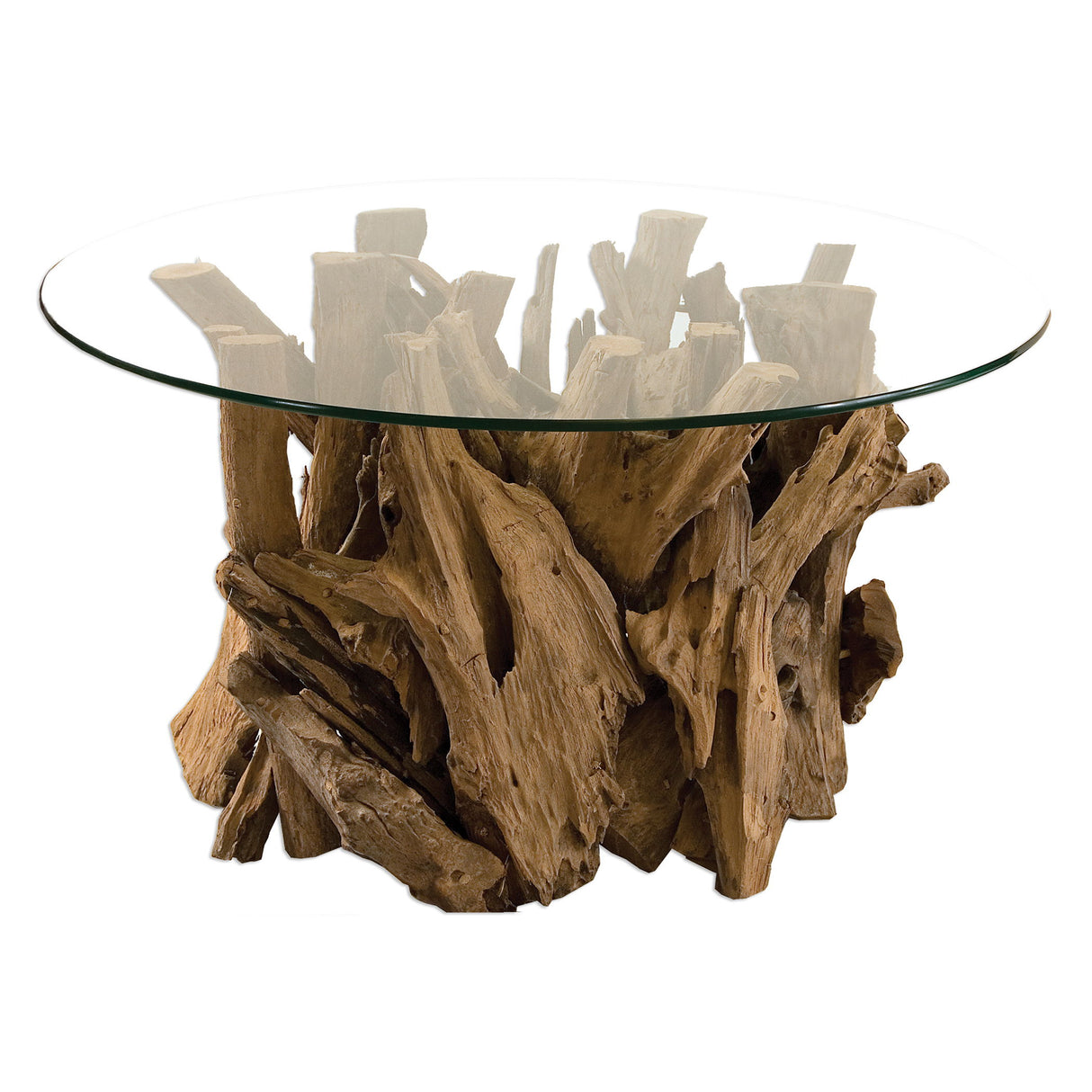 Driftwood - Glass Top Cocktail Table - Light Brown
