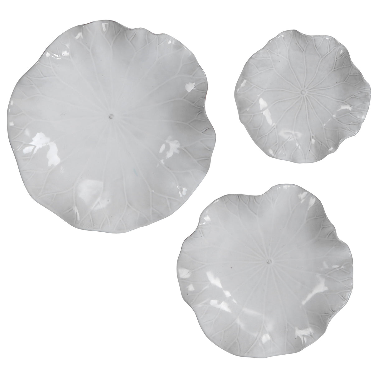 Abella - Ceramic Wall Decor, Set Of 3 - White