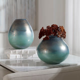 Rian - Vases, Set Of 2 - Aqua Bronze