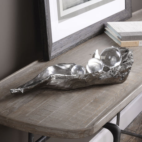 Three Peas In A Pod - Metallic Sculpture - Pearl Silver