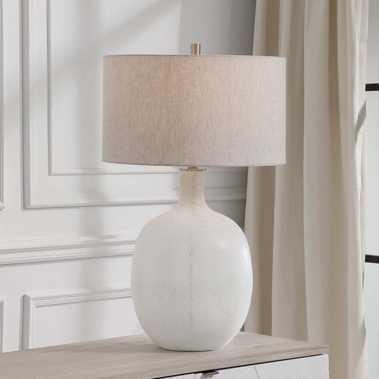 Whiteout - Mottled Glass Table Lamp - White
