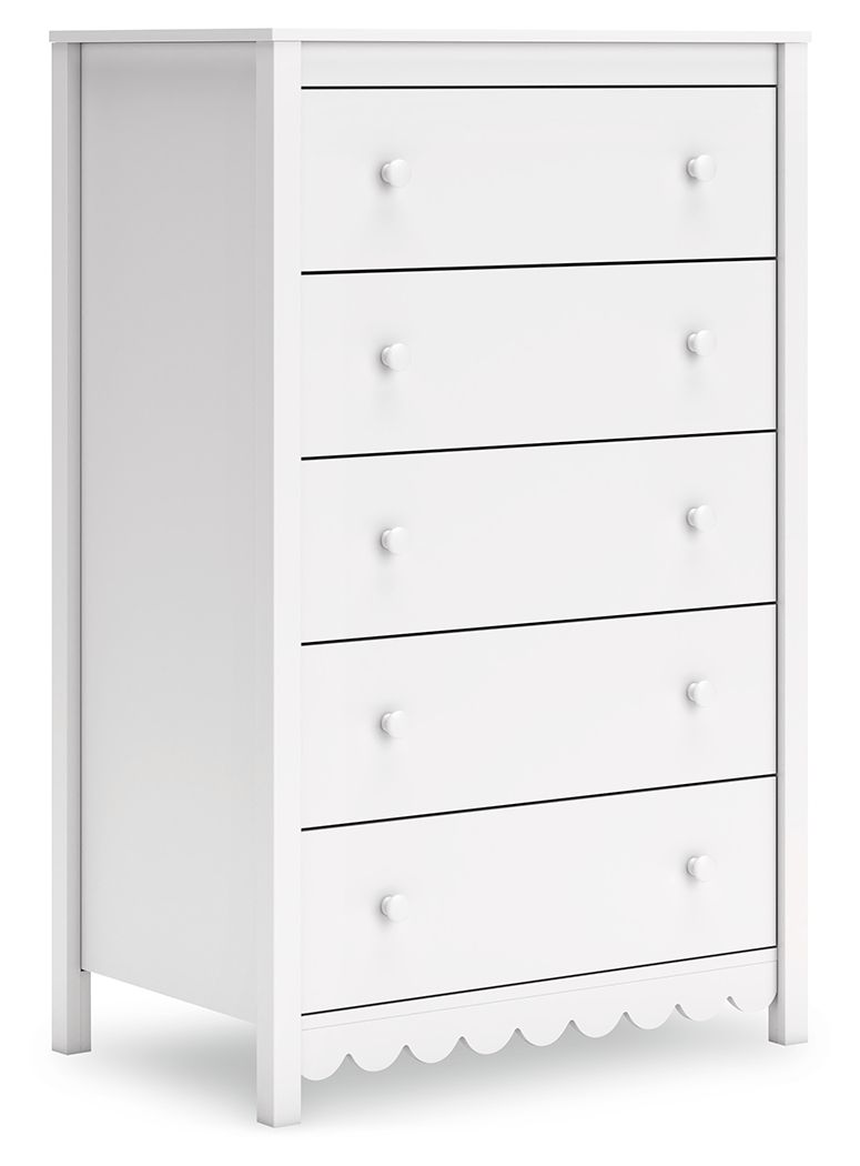 Hallityn - White - Five Drawer Chest