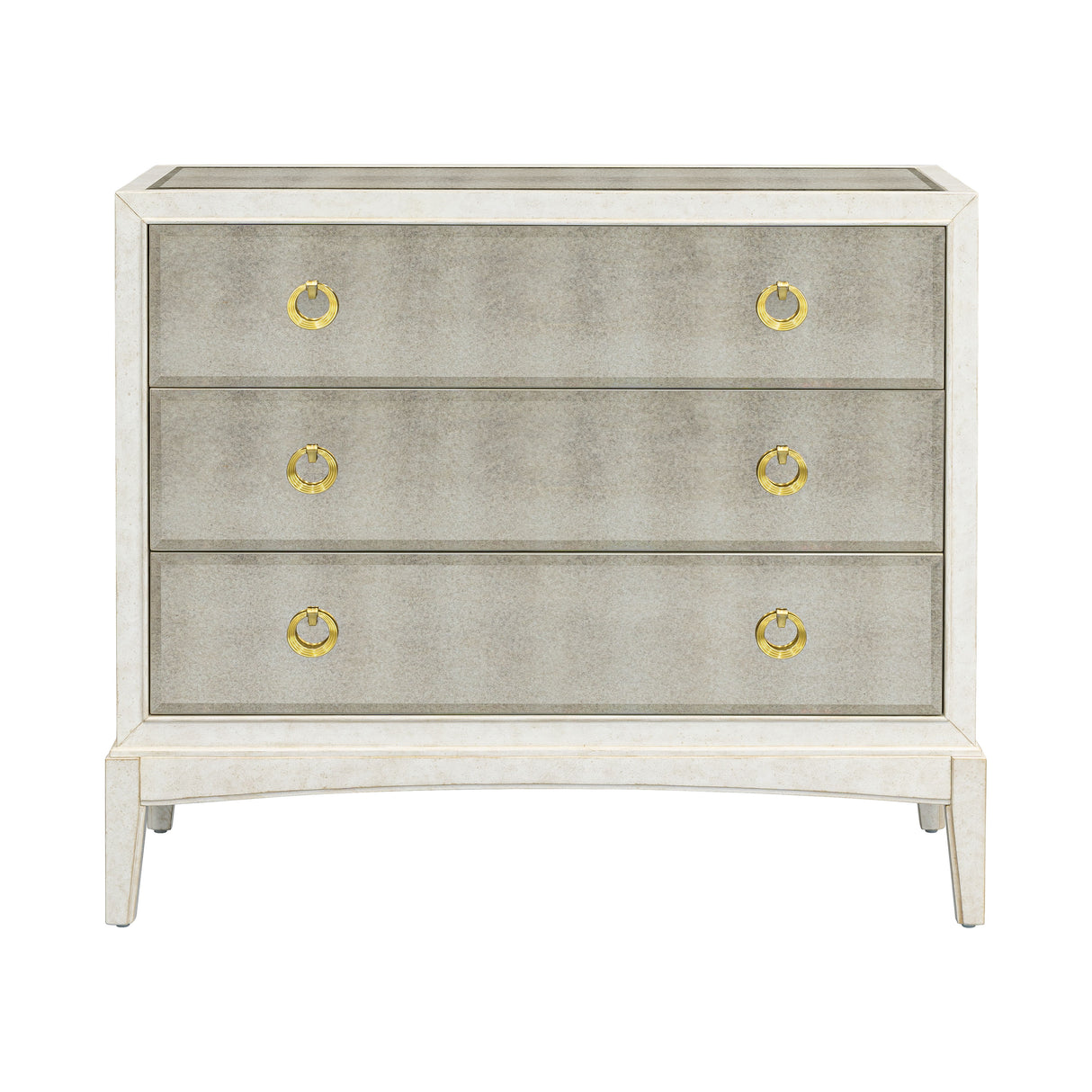 Bronze Mirror Glam Hall Chest - White