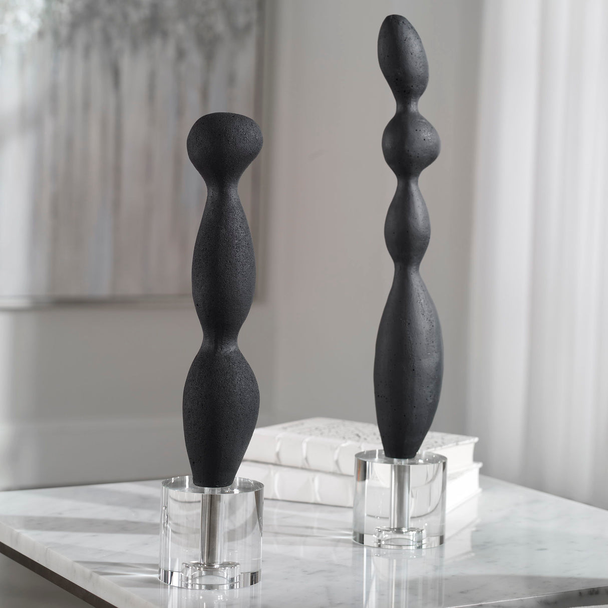 Koa - Marble Sculptures, Set Of 2 - Black