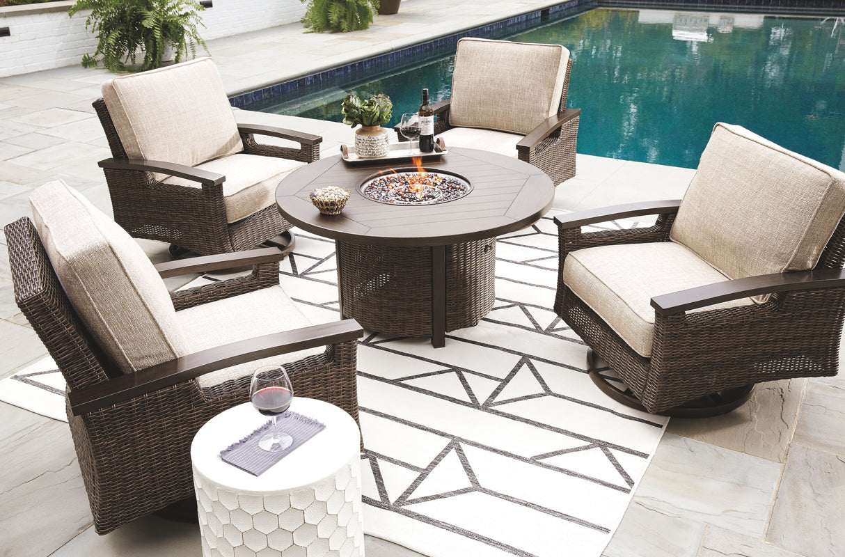 Chatham Railroad  - Medium Brown - 5 Pc. - Conversation Set with 4 Swivel Lounge Chairs