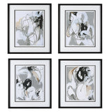 Tangled Threads - Abstract Framed Prints, Set Of 4 - Pearl Silver