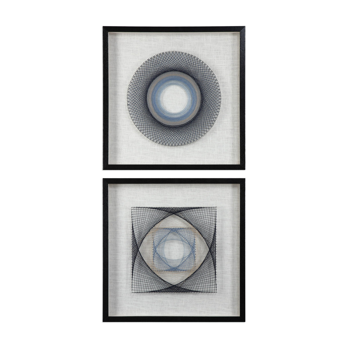 String Duet - Geometric Art, Set Of 2 - Black