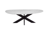 Barton - Oval Coffee Table - Black Iron / White Marble