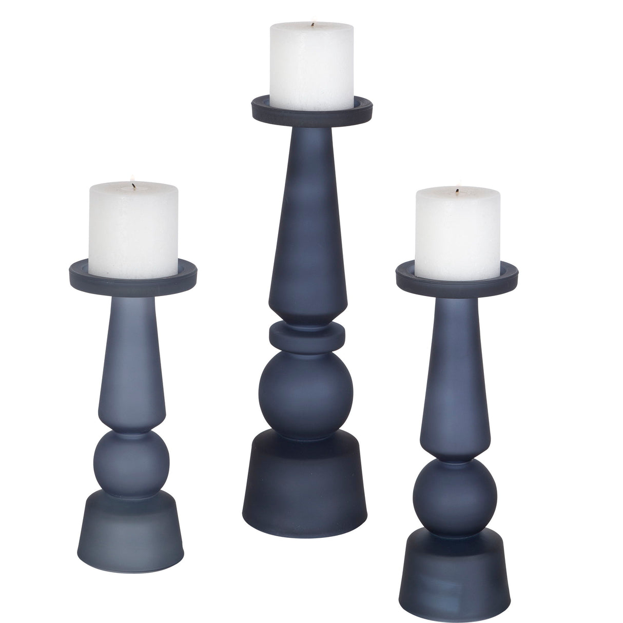 Cassiopeia - Glass Candleholders, Set Of 3 - Blue