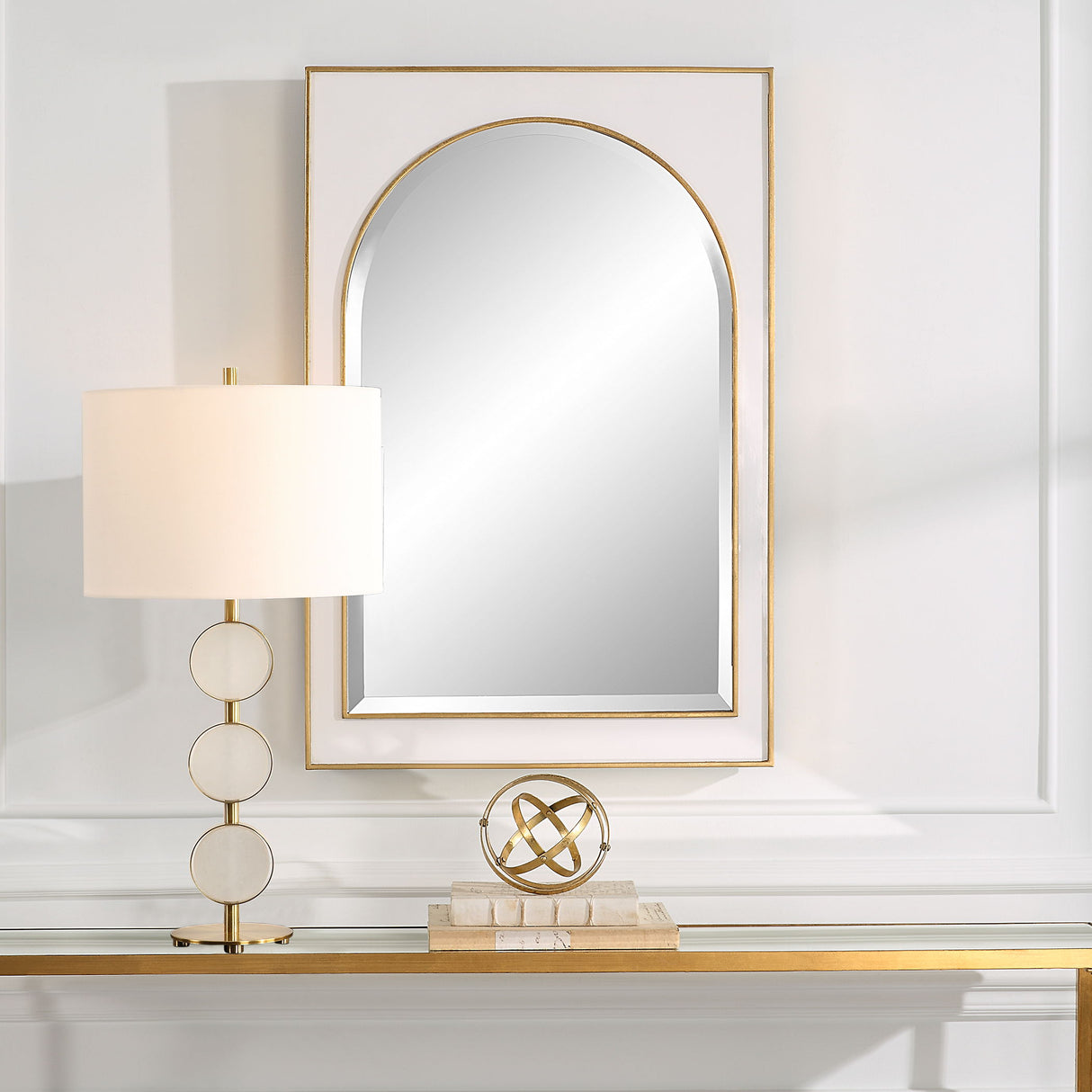 Crisanta - Gloss White Arch Mirror