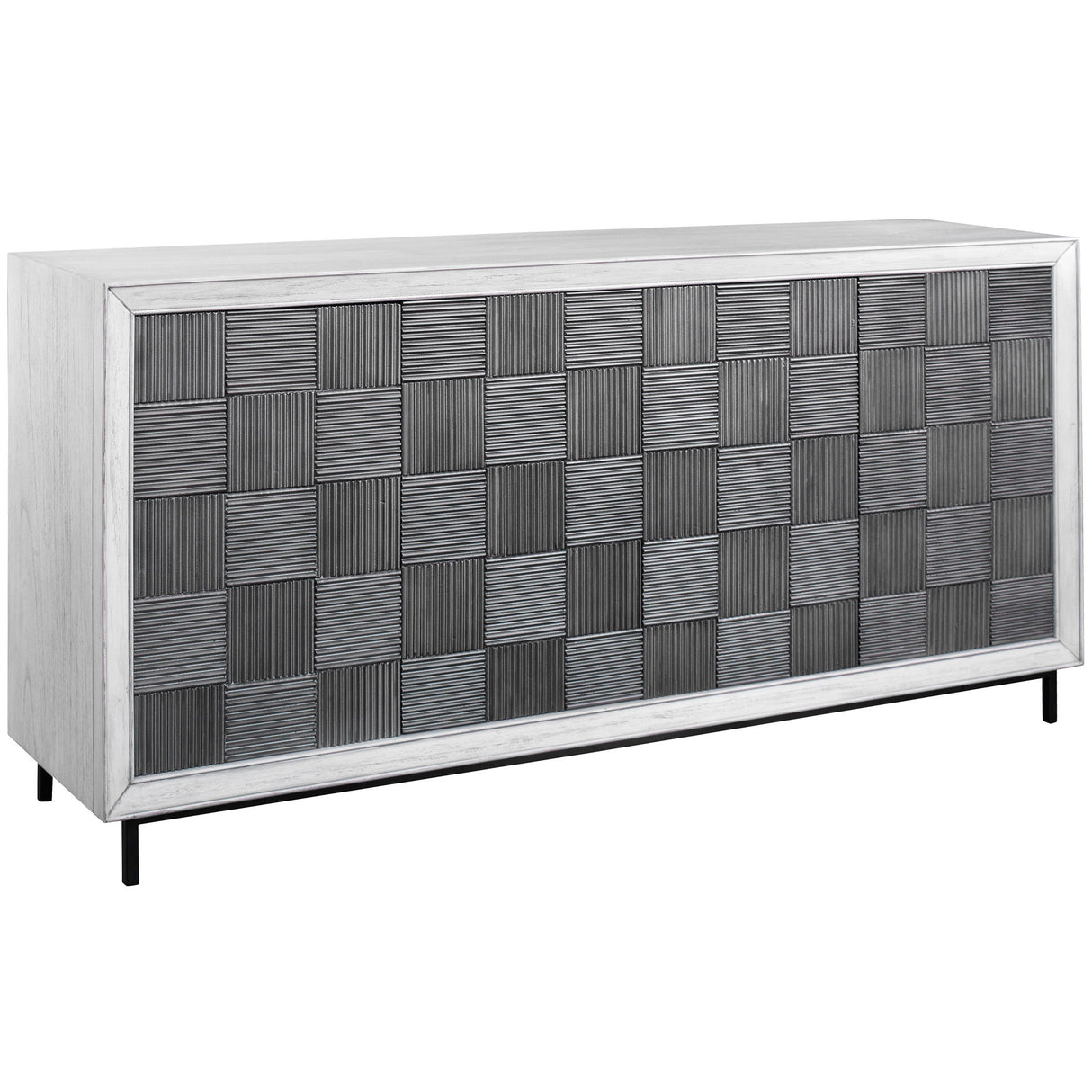 Checkerboard - 4 Door Cabinet - Gray