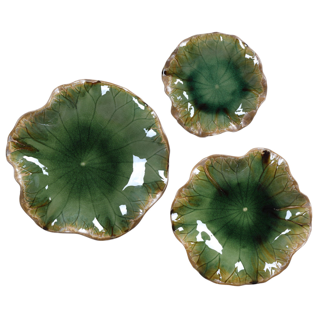 Abella - Ceramic Wall Decor, Set Of 3 - Green