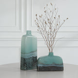 Fuze - Aqua & Bronze Vases (Set of 2) - Light Blue