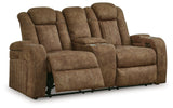 Wolfridge - Brindle - 2 Pc. - Power Reclining Sofa, Power Reclining Loveseat With Console