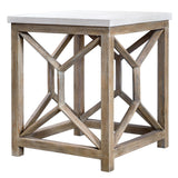 Catali - Stone End Table - White & Light Brown