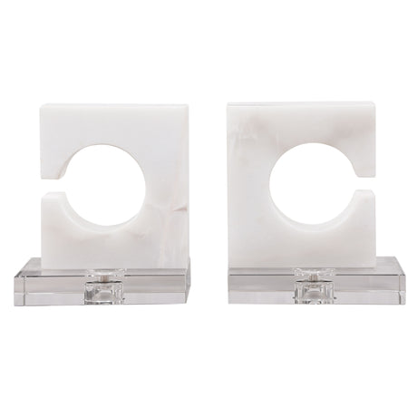 Clarin - Bookends, Set Of 2 - White & Gray